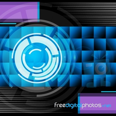 Blue Circles Background Means Record Player And Songs Stock Image