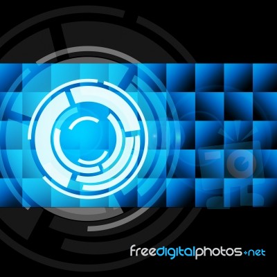 Blue Circles Background Shows Records And Gramophone
 Stock Image