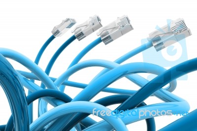 Blue Color Network Cable Stock Image