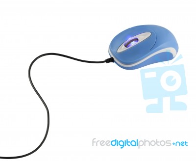 Blue Computer Mouse On White Background Stock Photo