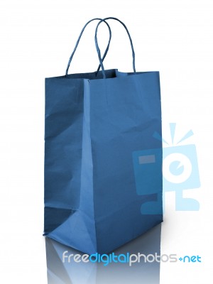 Blue Crumpled Paper Bag Stock Photo