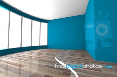 Blue Curve Space Empty Room Stock Image