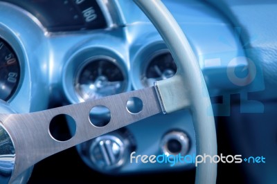 Blue Dashboard Stock Photo