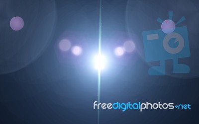 Blue Digit Lens Flare With Bright Light In Black Background Used For Texture And Material Stock Image