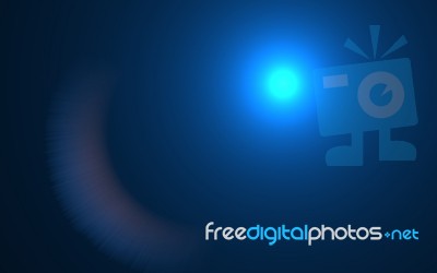 Blue Digital Lens Flare In Black Background Horizontal Frame War… Stock Image