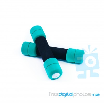 Blue Dumbbell Stock Photo