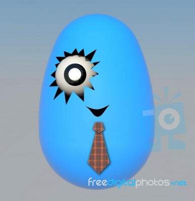 Blue Easter Egg With Face Stock Image