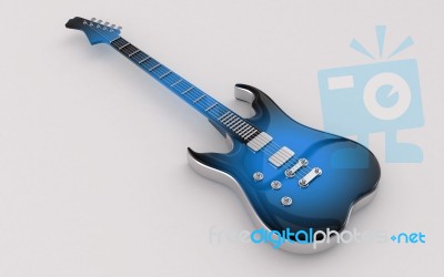 Blue Electric Guitar Stock Image