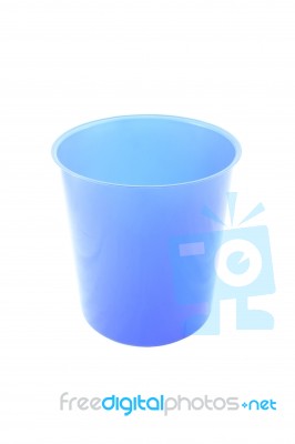 Blue Empty Plastic Bucket Stock Photo