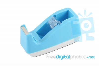 Blue Empty Tape Dispenser On White Background Stock Photo