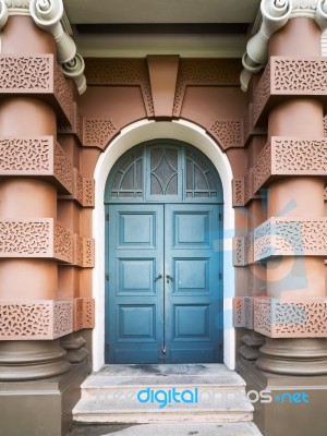 Blue Entrance Door Stock Photo