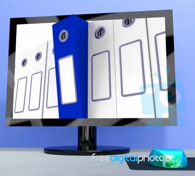 Blue File In Computer Screen Stock Image