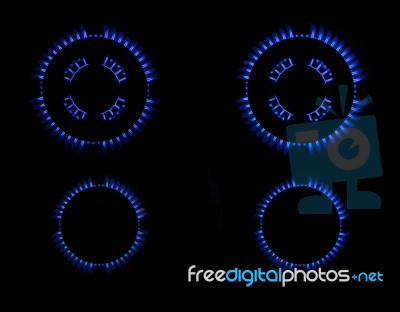 Blue Flames From Burner Stock Photo