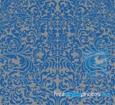 Blue Floral Art Pattern Stock Image