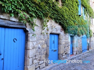 Blue French Doors Stock Photo