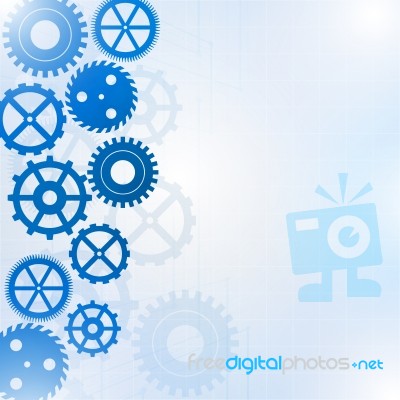 Blue Gears On The White Background Stock Image