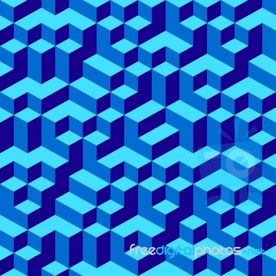 Blue Geometric Volume Seamless Pattern Background 003 Stock Image