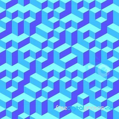 Blue Geometric Volume Seamless Pattern Background 004 Stock Image