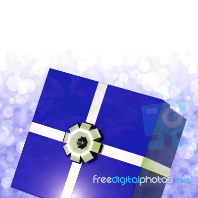 Blue Giftbox With Bokeh Background Stock Image