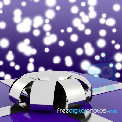 Blue Giftbox With Silver Ribbon Stock Image