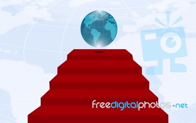 Blue Globe On Red Carpet Stock Image