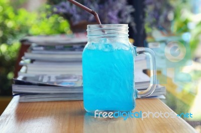 Blue Hawaiian Lime Soda Stock Photo