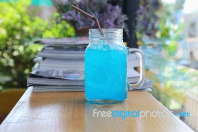 Blue Hawaiian Lime Soda Stock Photo