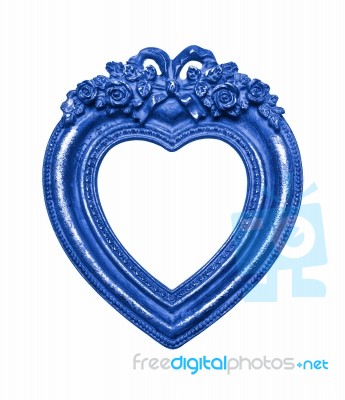 Blue Heart Shape Picture Frame Stock Image