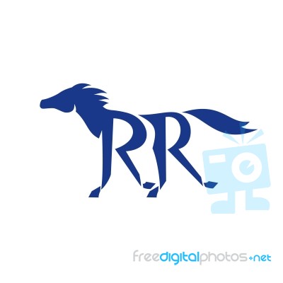 Blue Horse Silhoutte Rr Legs Running Retro Stock Image