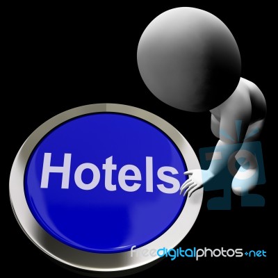 Blue Hotel Button For Travel And Room Stock Image