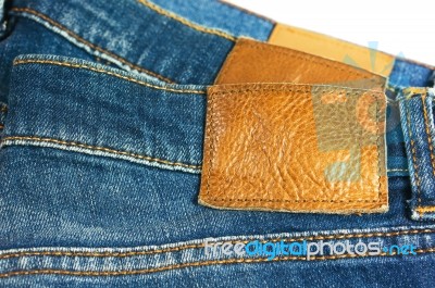 Blue Jeans With Label Stock Photo