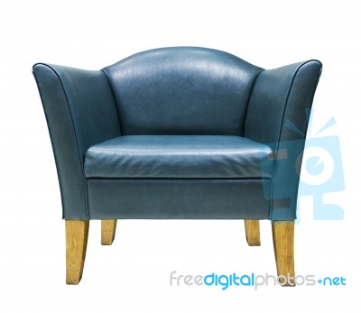 Blue Leather Armchair Stock Photo