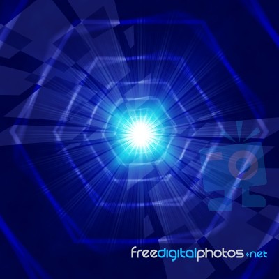 Blue Light Background Shows Hexagons Beams And Shining
 Stock Image