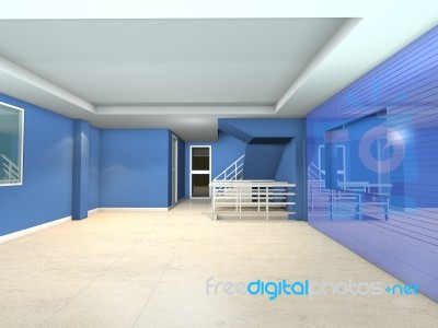 Blue Living Interior Design Stock Image