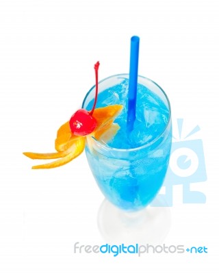 Blue Long Drink Cocktail Stock Photo