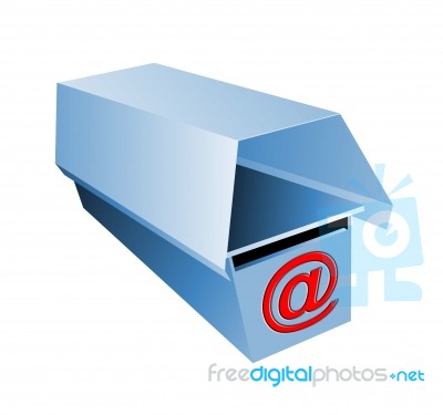 Blue Mailbox With @ Sign Stock Image