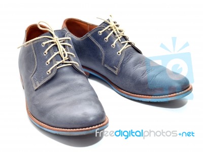 Blue Man Shoes Isolated On A White Background Stock Photo