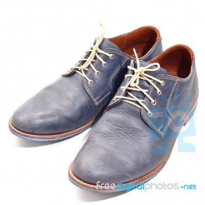 Blue Man Shoes Isolated On A White Background Stock Photo