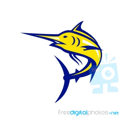 Blue Marlin Jumping Mascot Stock Image