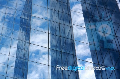 Blue Mirror Glass Building Stock Photo