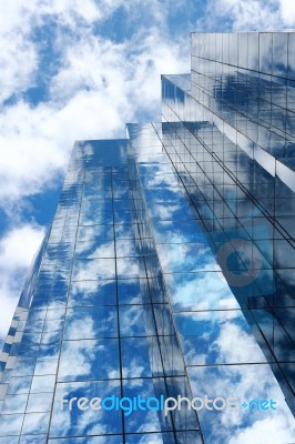 Blue Mirror Glass Building Stock Photo