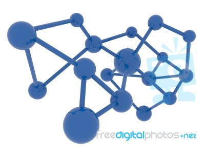 Blue Molecule Isolated Science Background Clipping Path Inside Stock Image