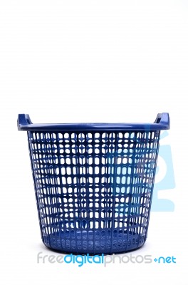 Blue Plastic Basket Isolated Stock Photo