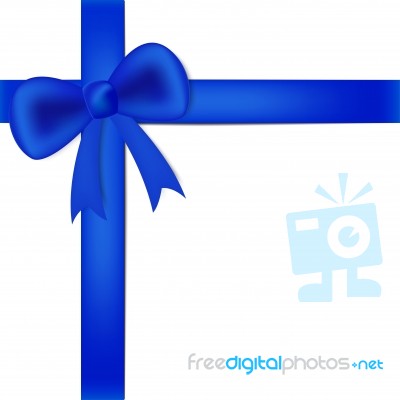 Blue Ribbon On White Box Stock Image