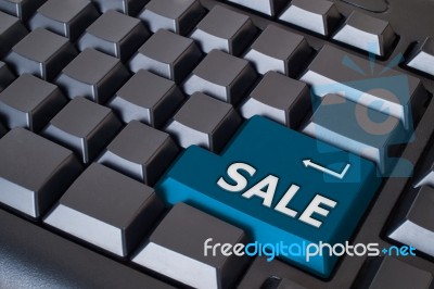 Blue Sale Button Stock Photo