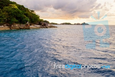 Blue Sea And Sky At Koh Miang Thailand Stock Photo