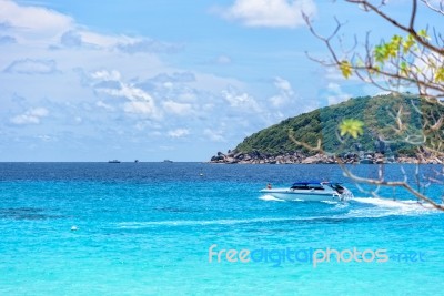 Blue Sea At Similan In Thailand Stock Photo