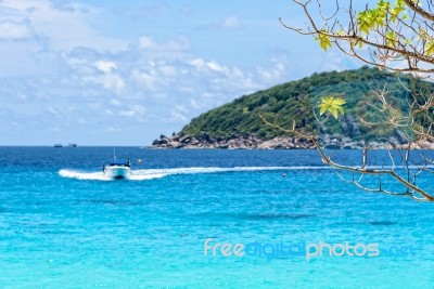 Blue Sea At Similan In Thailand Stock Photo