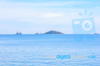 Blue Sea Water Surface On Sky Stock Photo