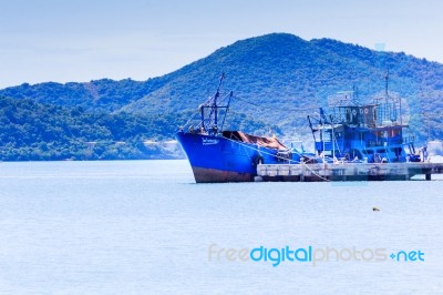 Blue Sea Water Surface On Sky Stock Photo